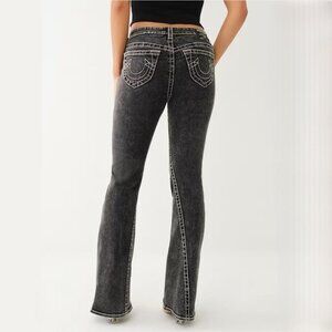 True Religion ✦ Gray Corduroy Flare Jeans ✦ Joey Big T Flare w/ Signature Stitch